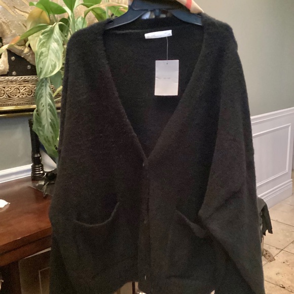 OAK + FORT BNWT boxy oversized cardigan. Black. L/XL - Picture 6 of 6